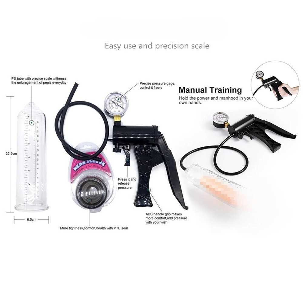 Penis Enhancement Pump Dual Water Air Function Cock Extender Enlarger Hercules Cup with Watch Pressure Gauge Sex Toy for Men W250618