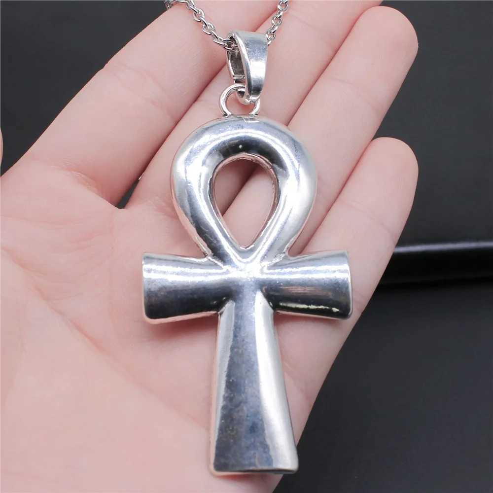 3 Colors 80x42mm Ancient Egyptian Key Of Life Ankh Cross Pendant Necklace Punk Hiphop Long Chain Necklace Jewelry Accessories W250618