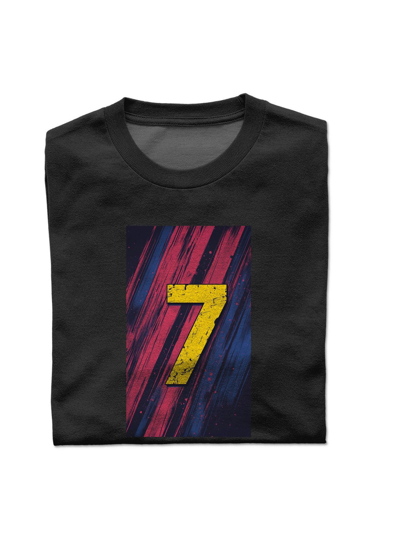 a T-shirt with the number 7 in red, yellow and blue Short sleeve S-3XL