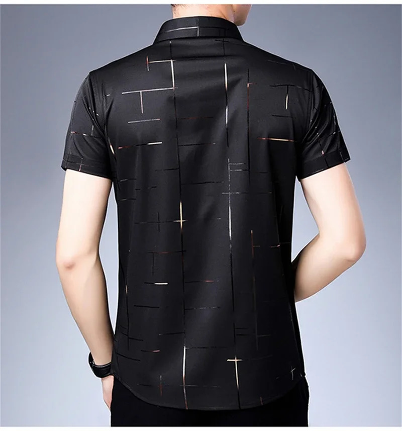 Mens Business Casual Short Sleeved Shirt No Iron and Wrinkle Resistant Top 250616