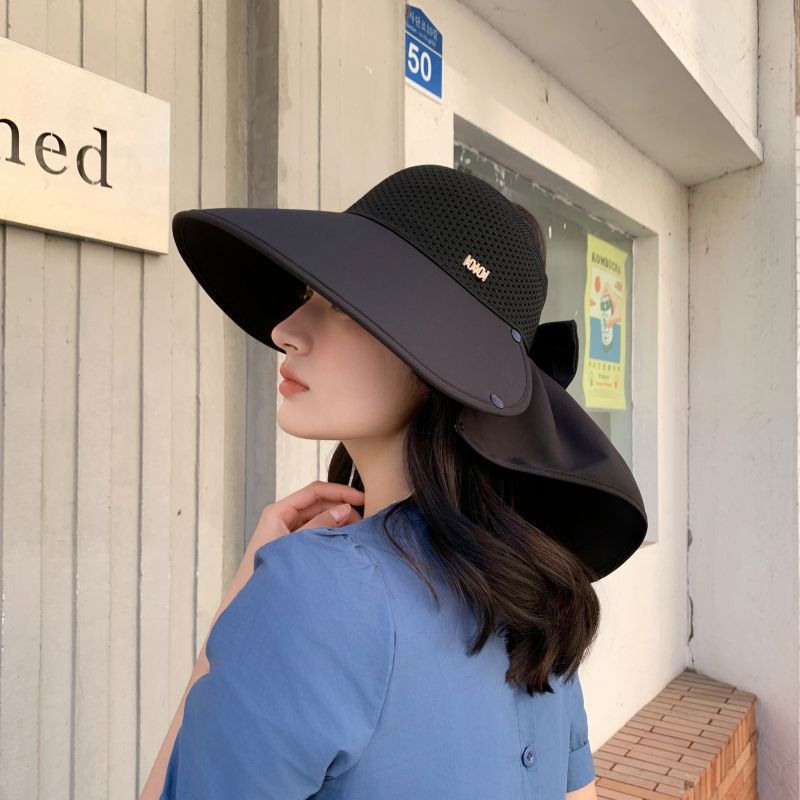 Wide Brim Cap Hat Shawl Sunblock Hat Women Summer UV-proof Empty Hat Wide Brim Cycling Face Visor Sun Wide Hat for Women Outdoor Empty Top Sun Cap Sum