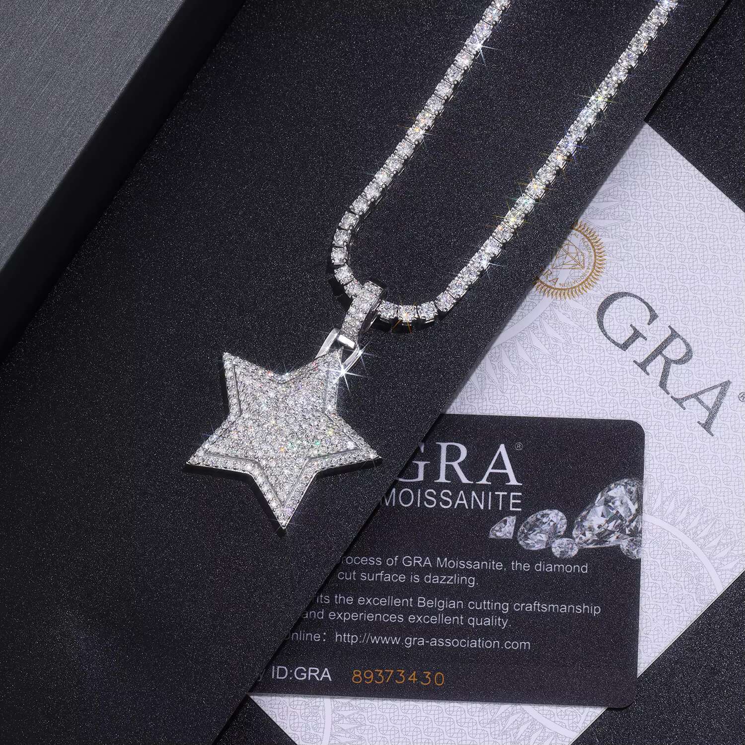 1pc Moissanite Pendant Necklace Star Shape Hip Hop Style 925 Sterling Silver Platinum Plated Full Moissanite Pave Party Jewelry
