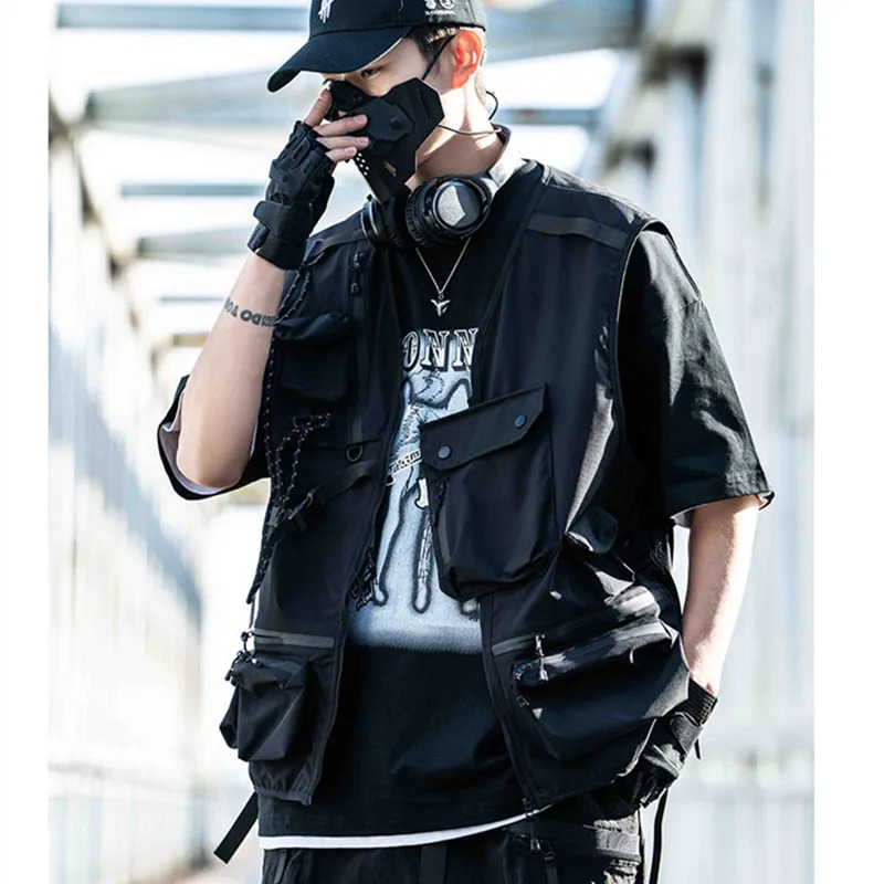 Tactical Multipocket Hip Hop Punk Techwear Cargo Vest Men Women Outdoor Functional Sport Casual Sleeveless Waistcoat 250617