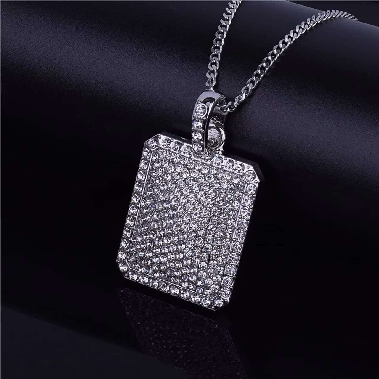 New Arrival 14k Gold .925 Silver Iced out Square Pendant Dog Tags Full Diamond Hip Hop Moissanite Necklace