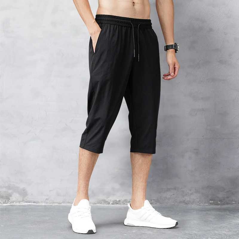 Summer Cropped Trousers for Men Ice-Feel Breathable Stretch Trousers Casual Versatile ShortsXJ250618