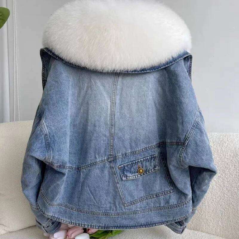 2025 Winter Imitation FoxFur Women's Overcoat Loose Detachable Cowboy Fur Coat To Overcome Female Warm Down Jacket