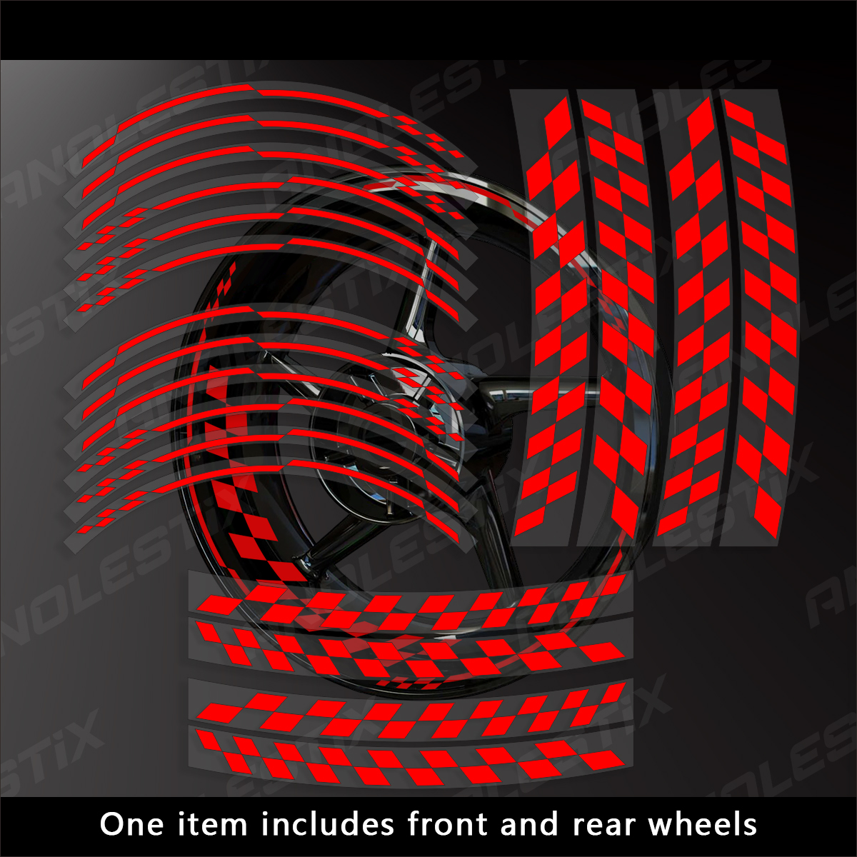 AnoleStix Reflective Motorcycle Wheel Stickers Hub Decal Rim Stripe 17 Inchs For YAMAHA Honda Kawasaki Suzuki BMW KTM Ducati Triumph