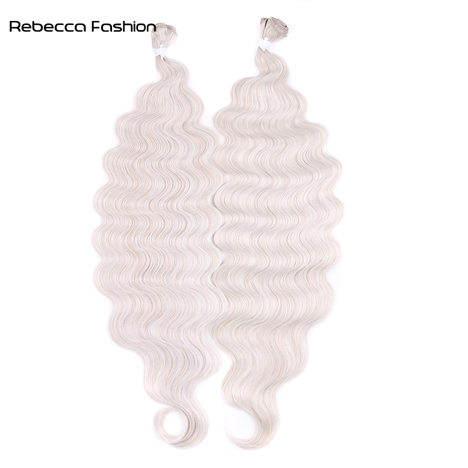 Rebecca Fashion Synthetic Hair 30 Inch Body Wave Synthetic Hair Extensions Ombre Blonde Brown Fake Hair Bundles Super Long Hair Weave