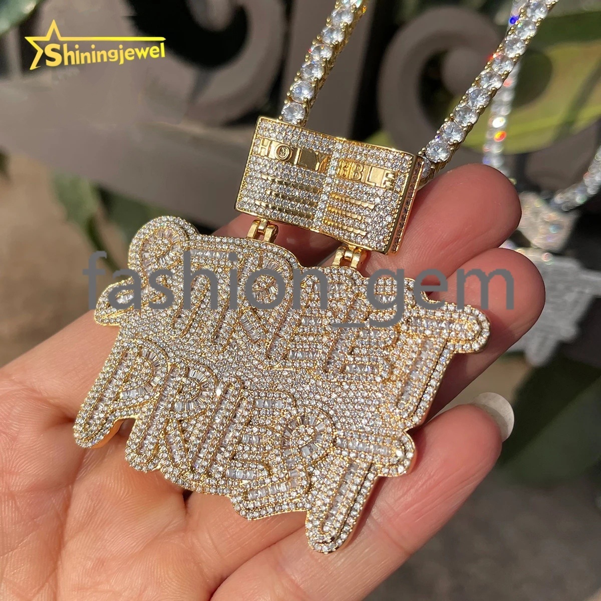 Custom Fashion Men Hip Hop Rapper Jewelry Letter Pendant 925 Silver With VVS D Moissanite Iced Out Diamond Brass moissanite Pendant