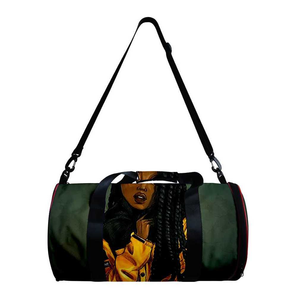 Trendy Popular African Girl 3D Printed Large Capacity Travel Bags Barrel Shape Crossbody Bag Outdoor Sports Bags Gym Yoga Bag W250618