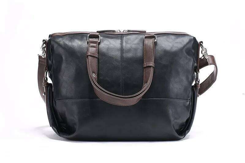 Fashion Patchwork Leather Men's Handbags Large-Capacity Crossbody Men Travel Shoulder Messenger Hand Bag Tote