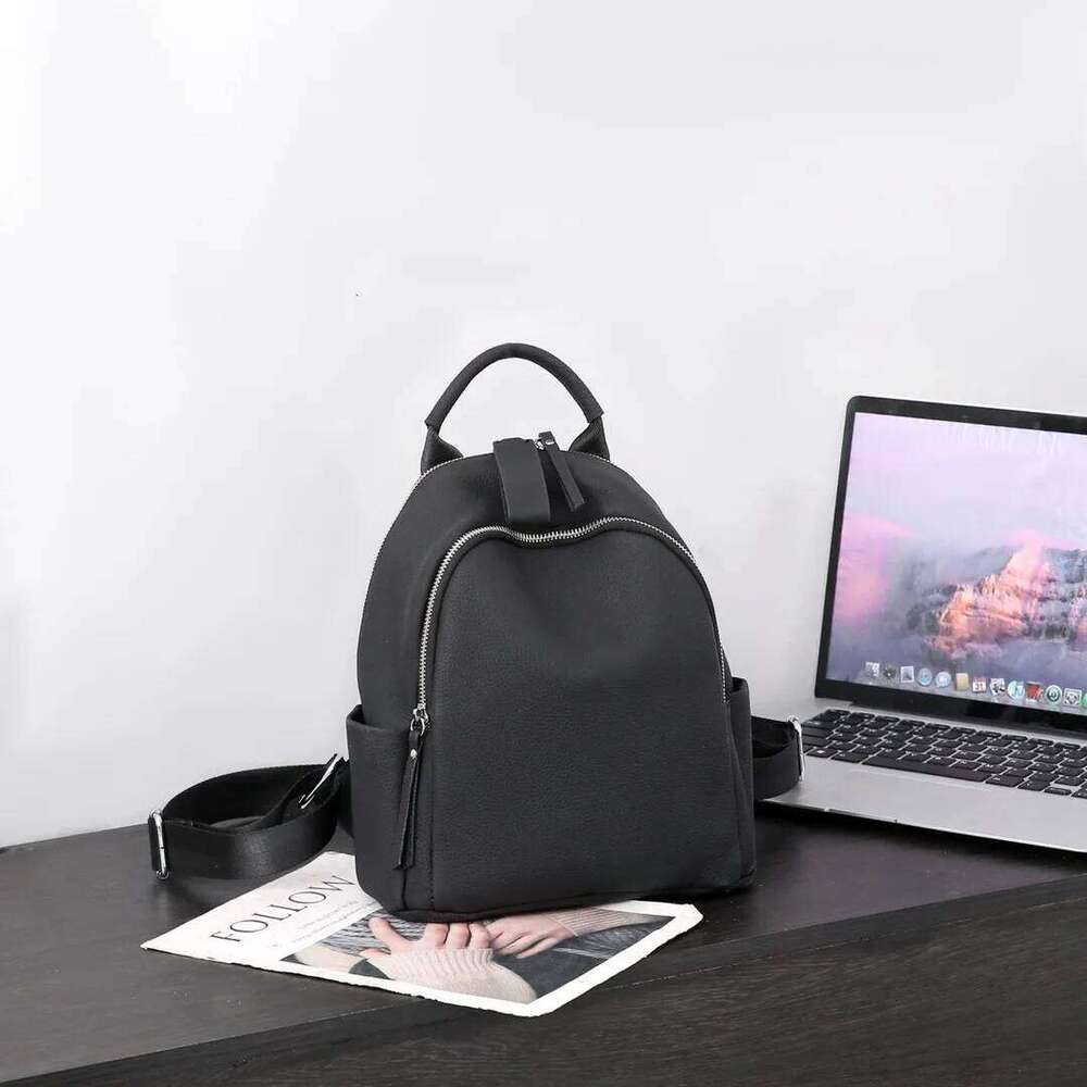 Brand Women Fashion Solid Color Large Capacity Cowhide Women's Backpack