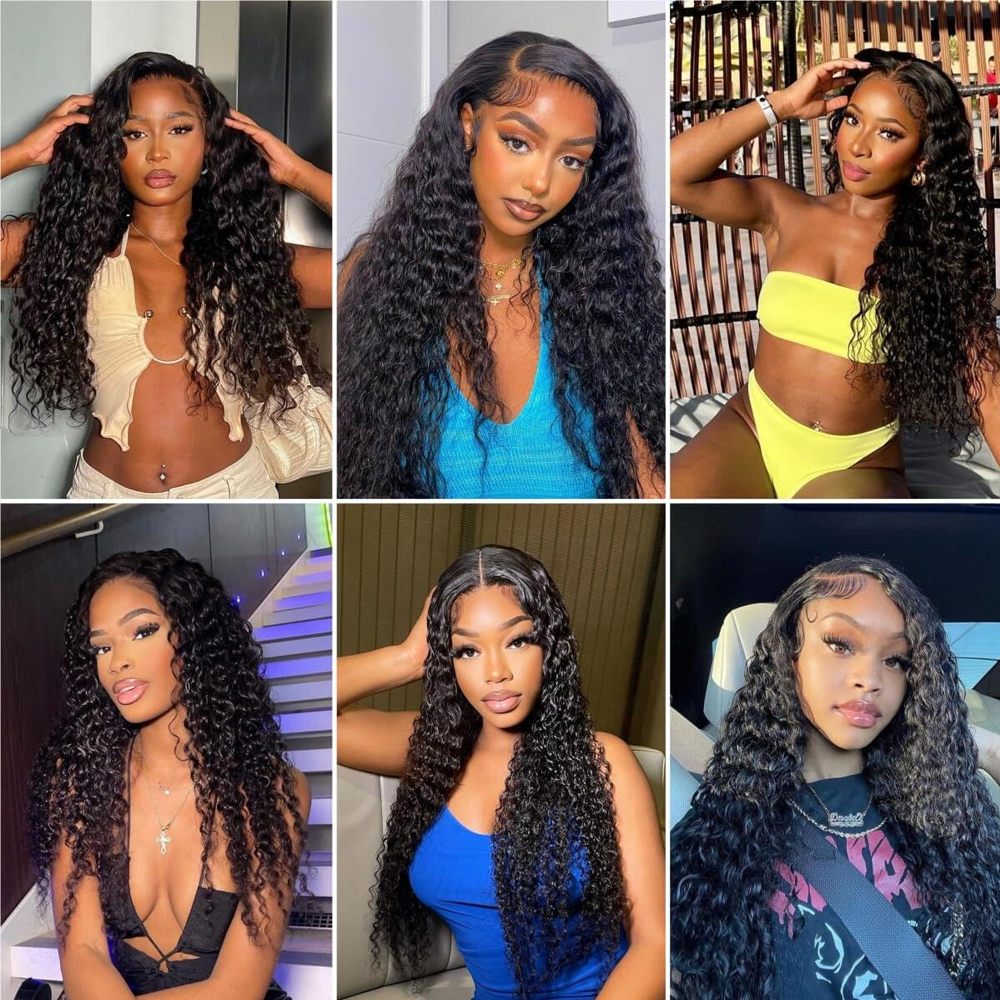 Invisible Strap 360 HD Lace Glueless Wig Human Hair Water Wave 360 Glueless Human Hair Wig 250 Density Deep Wave Lace Frontal Wigs