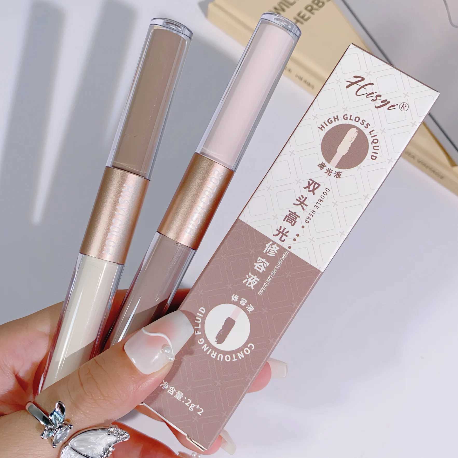 Dual-Ended Highlighter Stick Makeup Natural Glow Contour Sweat-Proof Easy to Blend XJ250618