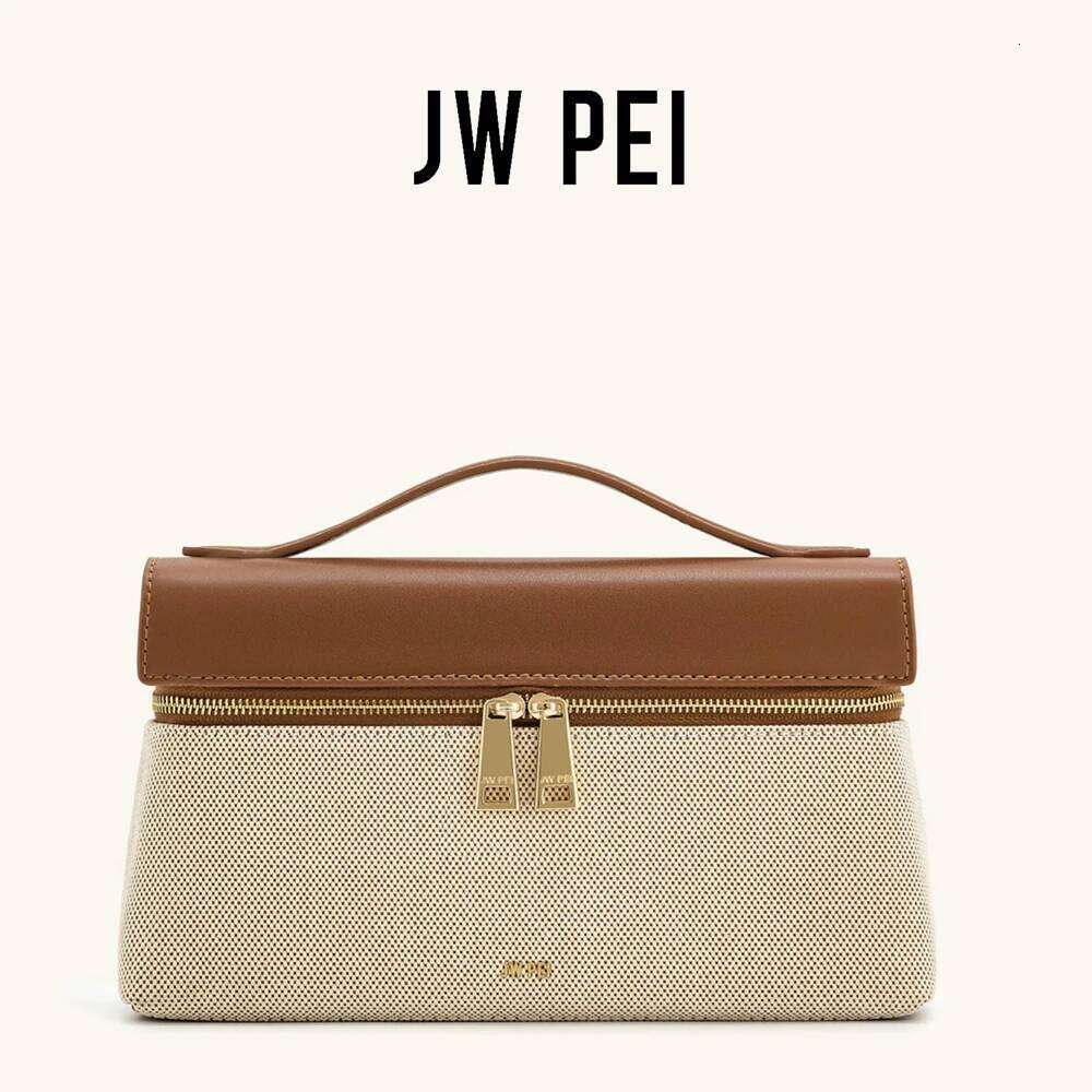 JW PEI 2025 New Thea Women's Genuine Leather Handbag Lunchbox Style Top Handle Crossbody Bag Commuter-Friendly Shoulder Fashion