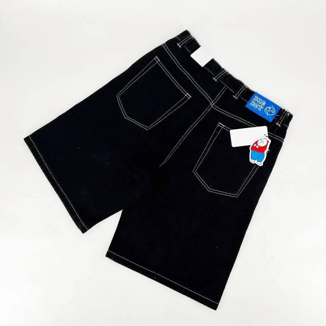 Big Boy Retro Hip Hop Cartoon Graphic Streetwear Denim Embroidery Baggy Jorts New Haruku Gym Basketball Shorts Men