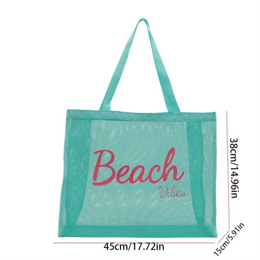 Large Capacity Beach Bag Letter Summer Transparent Mesh Bag Swimming Fitness Bag Mtifunctial Storage Bag Travel Shoder Bag B250618