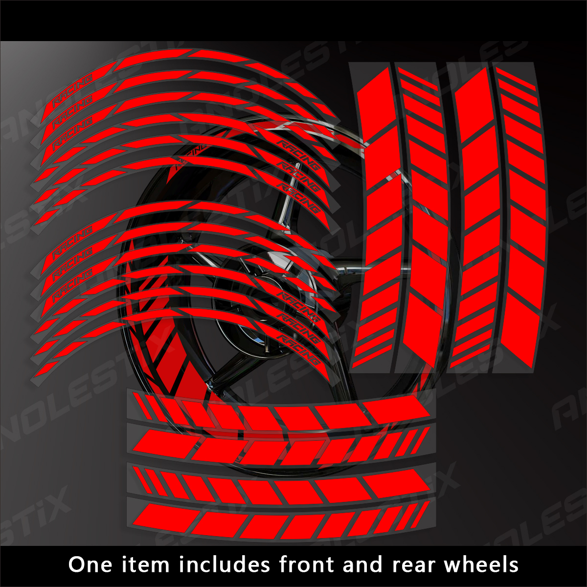 AnoleStix Custom Reflective Motorcycle Wheel Stickers Hub Decal Rim Stripe 17 Inchs For YAMAHA Honda Kawasaki Suzuki BMW KTM Triumph