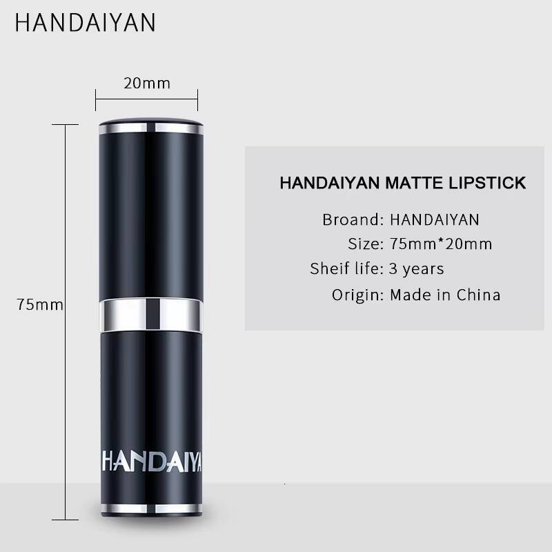 HANDAIYAN 12 Colors Matte Lipstick Long Lasting Velvet Tint Waterproof 24 Hours Red Lip Gloss Cosmetics Make Up happy