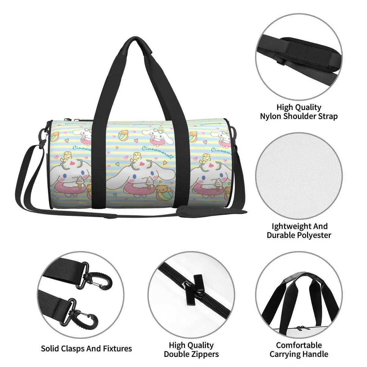 Cinnamoroll Men Women Travel Bag Cute Cinnamoroll Kawaii Cartoon Gym Bag Large Portable Handbag Fashion Sports Bag W250618
