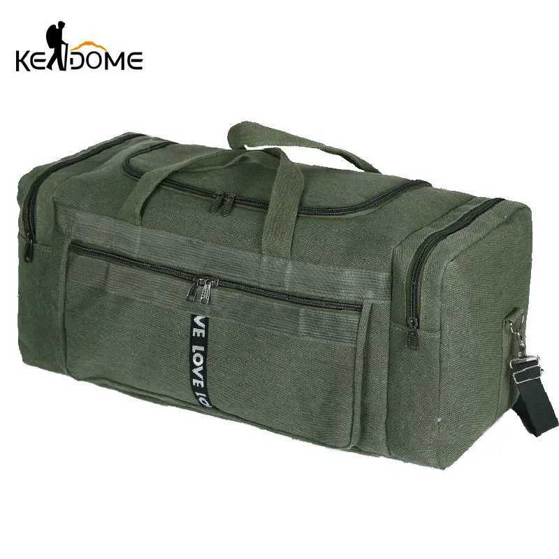 Large Canvas Travel Duffel Bag Waterproof Mens Shoulder Luggage Storage Bags Outdoor Training Fitness Sports Handbag XA927D W250618