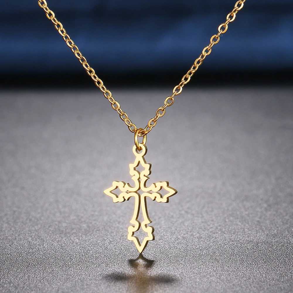 Stainless Steel Necklaces Vintage Cross Pendants Chain Choker Jewelry Fashion Necklace For Women Jewelry Goth Party Gifts NEW W250618