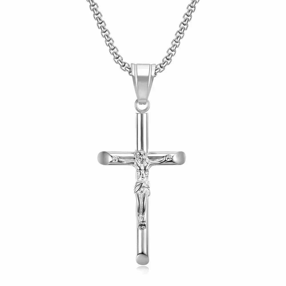 Stainless Steel Titanium God Jesus Cross Hip Hop Pendant Collar Chains Necklace for Men Women Boyfriends Gift Jewelry W250618