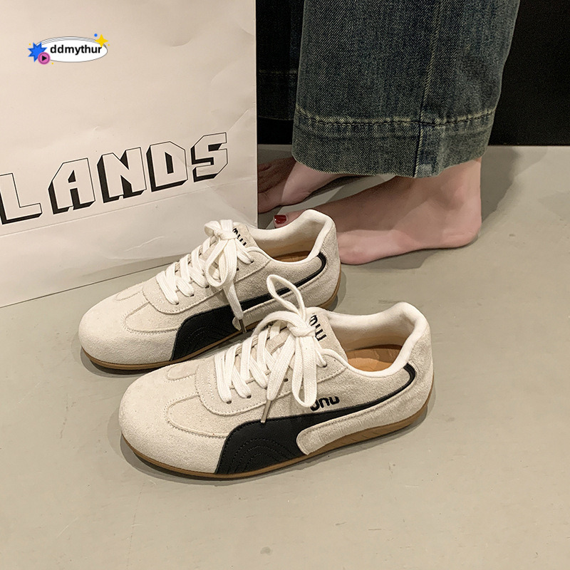 Sports Height Increasing Thick Sole Women's Agan 2025 Internet Celebrity German Training Flat Spring Casual White Shoes New Model ddmythur