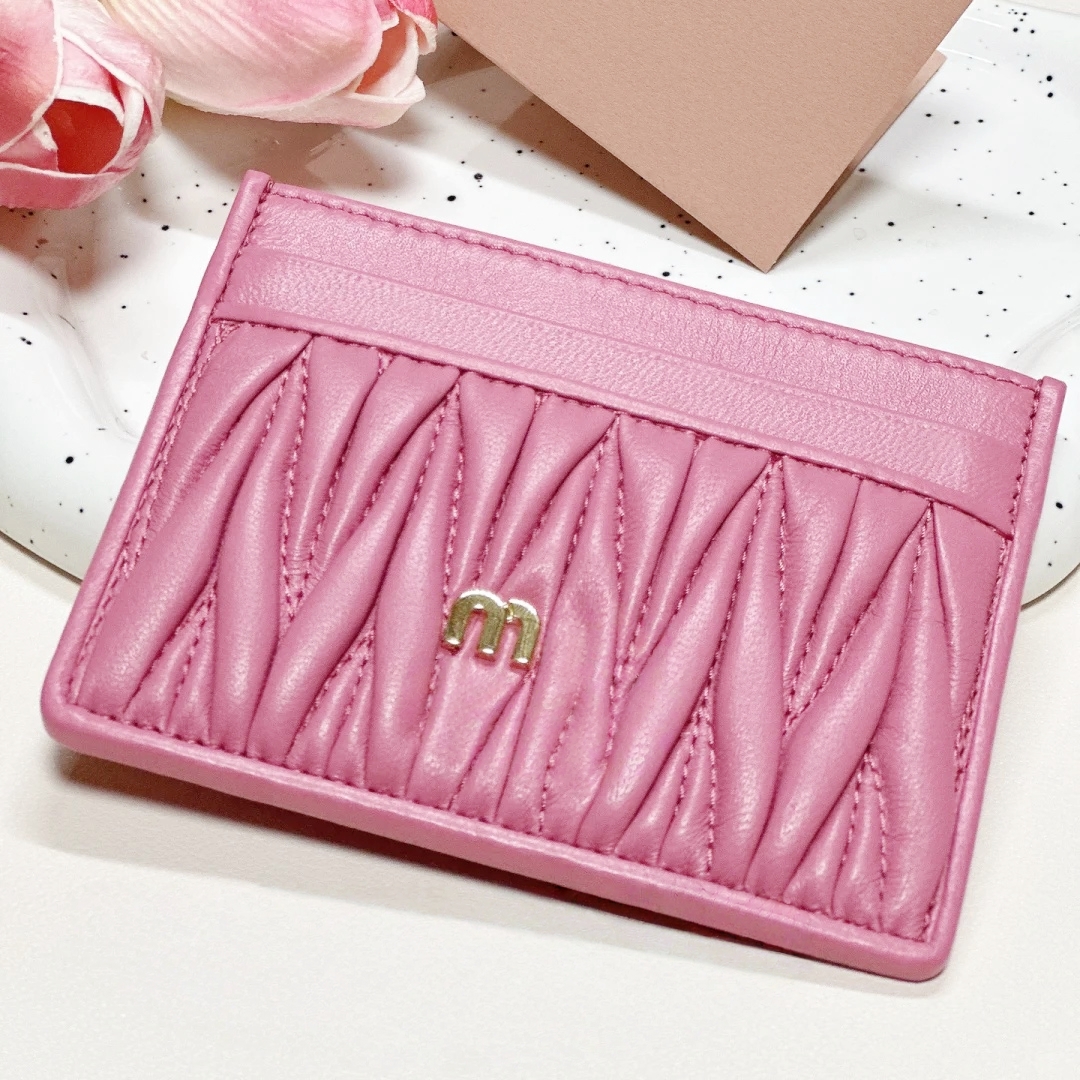 Business card holder Mini wallet Designer coin purse matelasse nappa leather Womens Mens wallets keychain Luxury key pouch poke id card purses cardholder With box