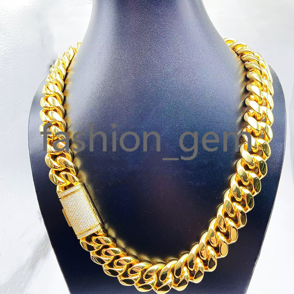 8mm 10mm 12mm 14mm Iced Out Diamond Moissanite Clasp Miami Cuban Necklace 18k Gold 925 silver 925 silver Gold Cuban Chain Necklace