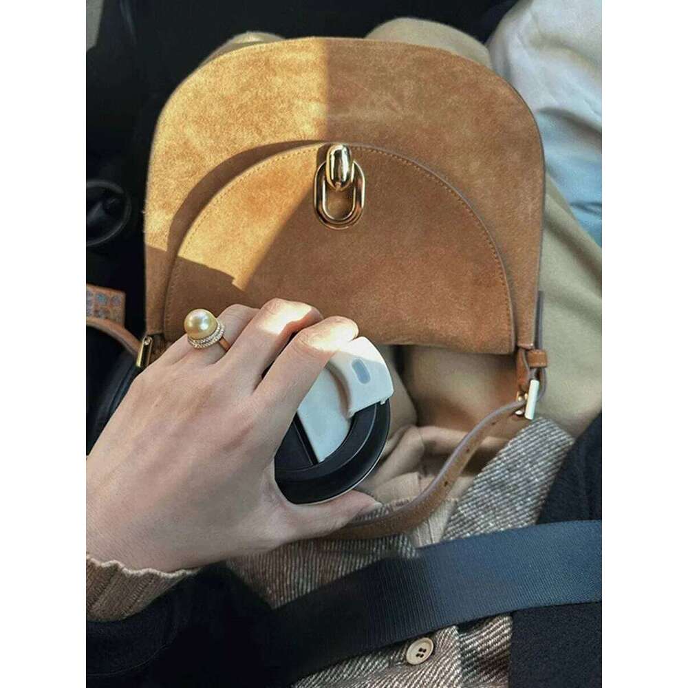 SAVETTE Tondo 20 Single Shoulder Crossbody Women Fashionable Simple High Quality Suede Genuine Leather Saddle Savette Bag