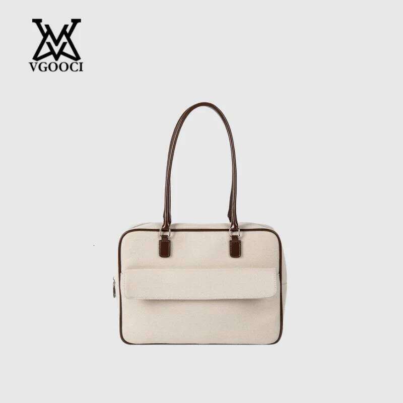 VGOOCI Women's Large Capacity Canvas Handbag Brand Simple Collection Big Boston Tote Fashionable Ladies Shoulder Bag