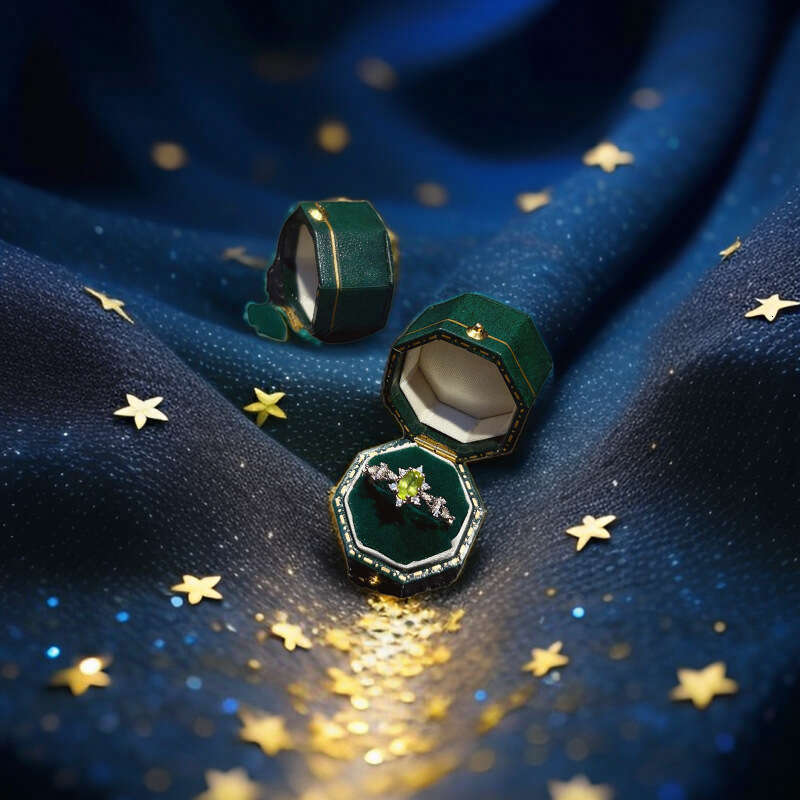 Fresh Natural Peridot Light Luxury Versatile for Women, Niche Design Sense Fashion Index Finger Ring Valentine's Day Gift