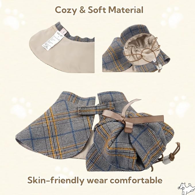 Dog Costume-Cute Detective Pet Clothes Set Halloween Cosplay Party Outfit Winter Fashion Cape Cloak Hat for Small Medium Dog, Cat Kitten XXL A572