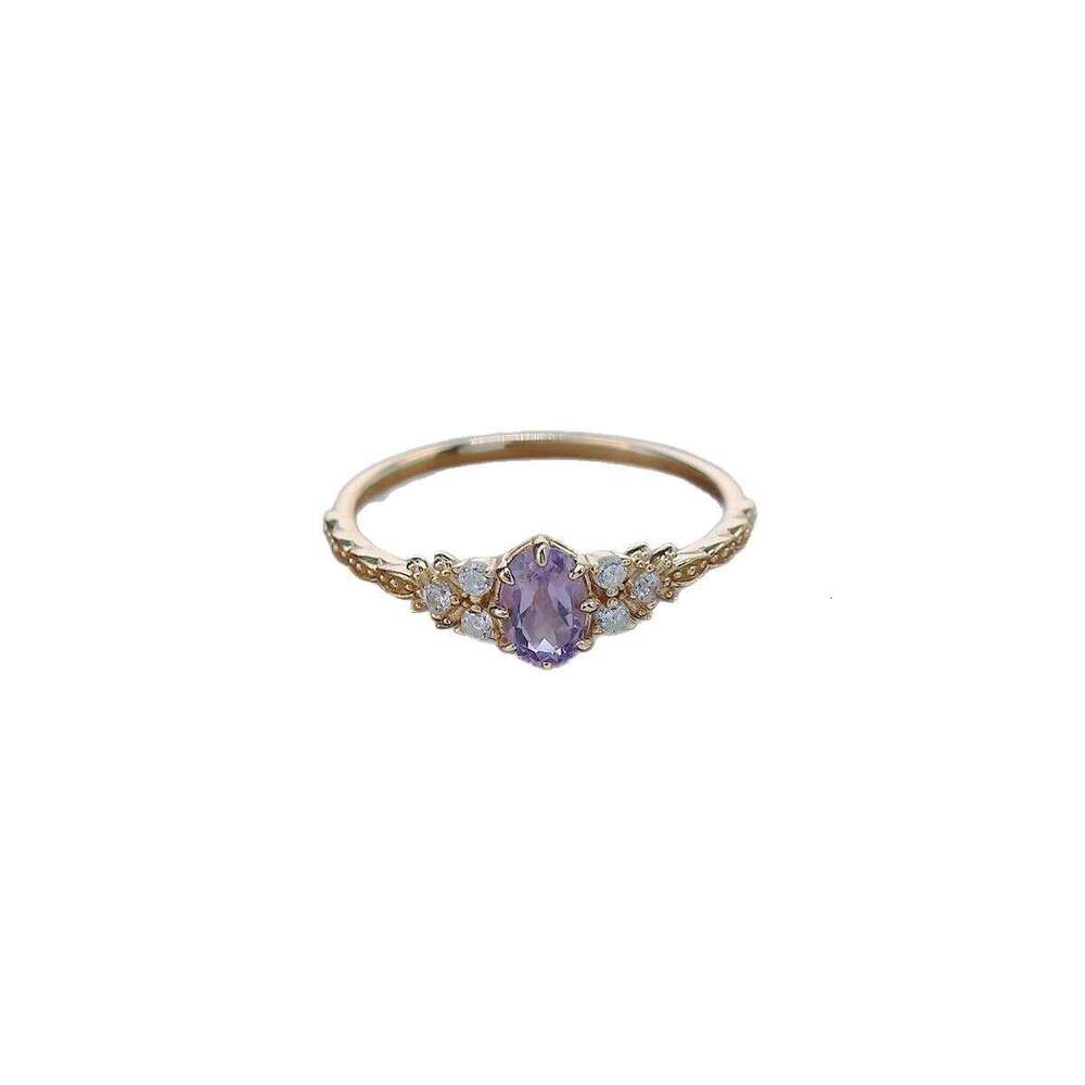 High Red Pomegranate Flower Light Luxury Palace Simple Women's Imitation Natural Amethyst Hand Jewelry Ring