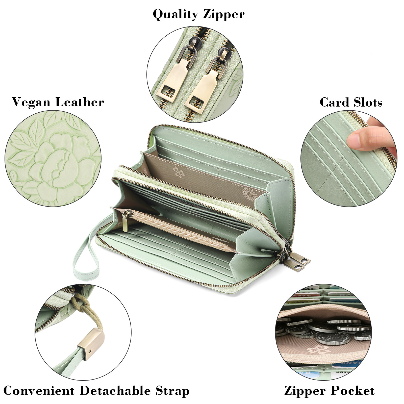 Free Shipping Designer New Long Clutch Bag Double Zipper Wallet Embossed Design Large Capacity Simple Women's Wallet Luxury Bag In Stock