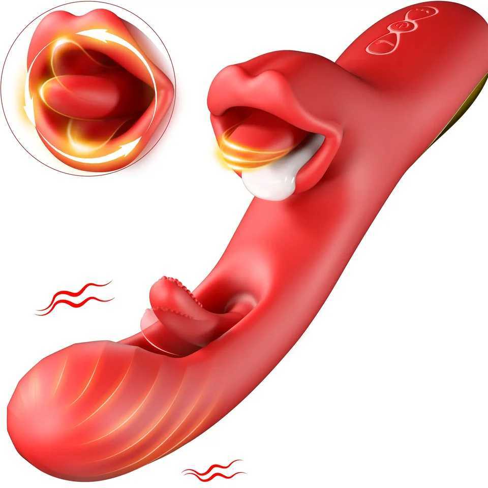 2 in 1 Tongue Thrusting Dildo Vibrator for Women 360 Rotating Clitoris Licking Flapping Adult Sex Toys Couple Female Masturbator W250618