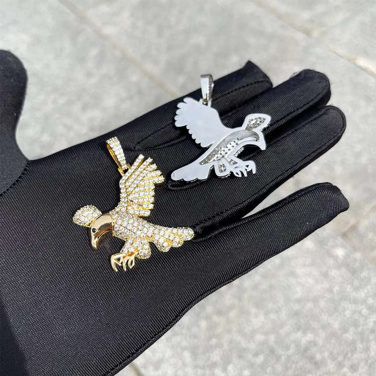 24K Gold Silver VVS Diamond Hip Hop Style Soaring Eagle Pendant Custom Moissanite for Men and Women
