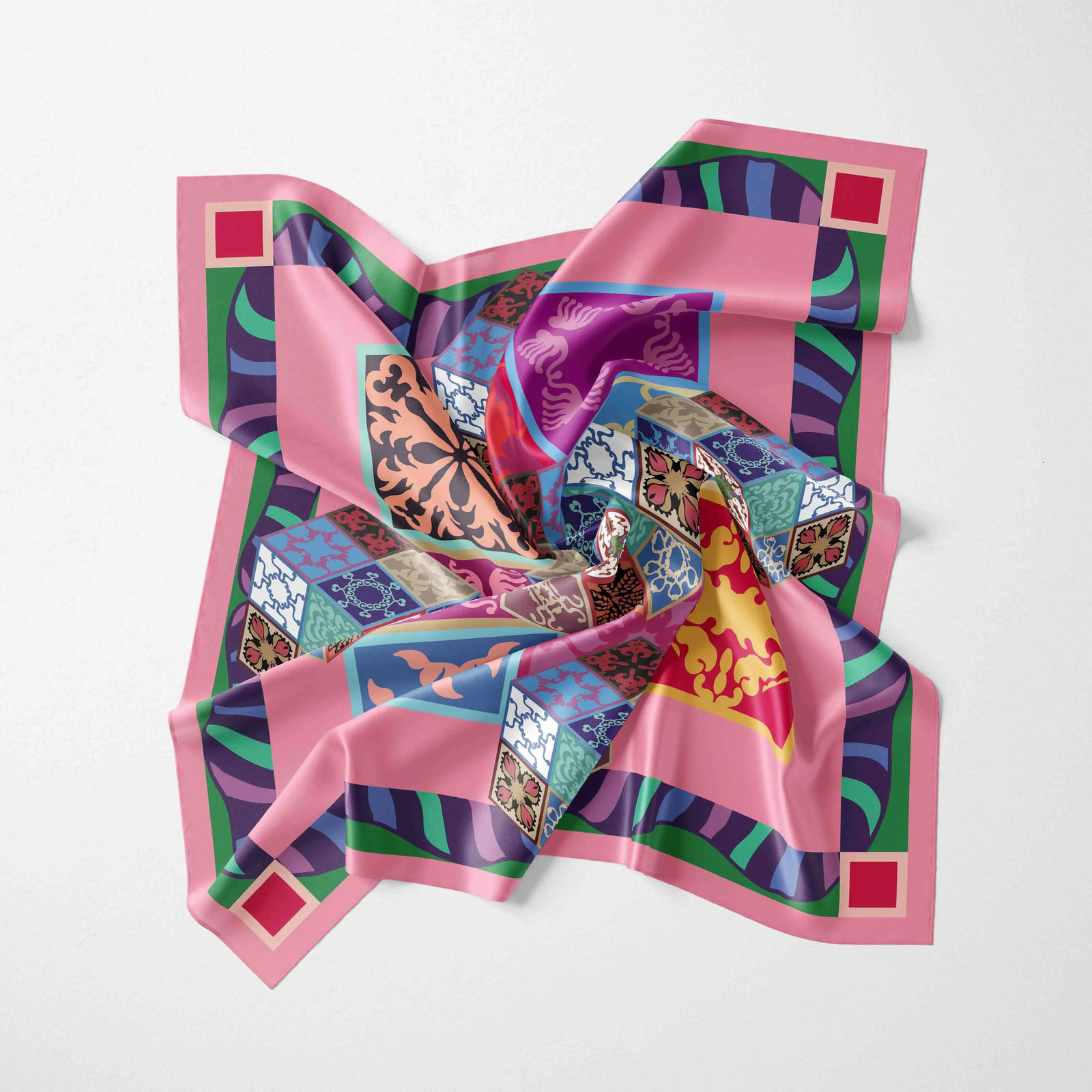 70cm*70cm 2025 Chiffon Scarf Women Silk Scarf for Women Floral Neckerchief Scarf Foulard Women Bandana Silk Scarves 250617