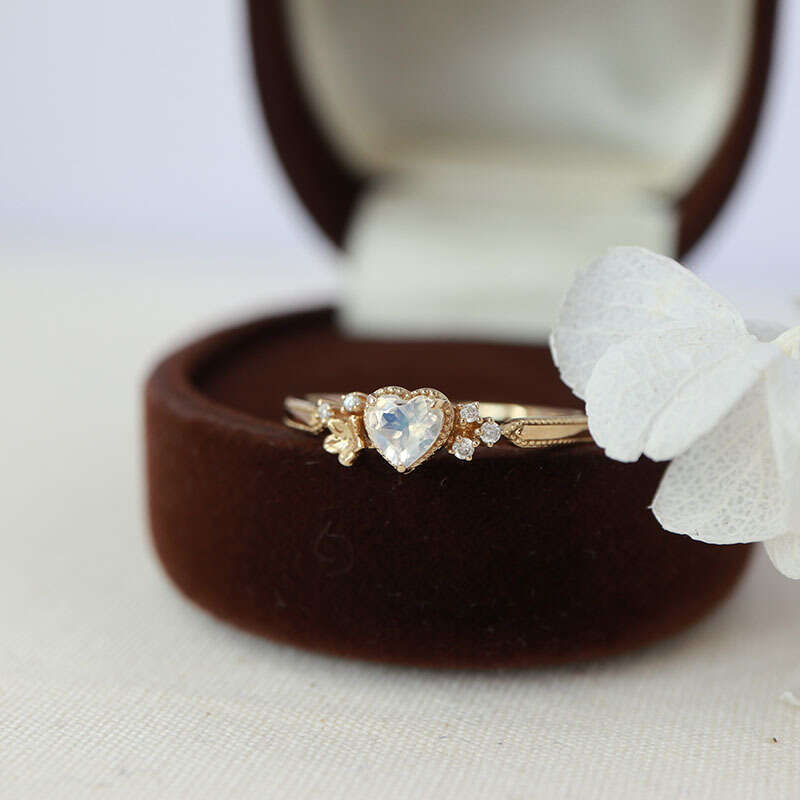 New Style Color Niche Design Little Princess High Imitation Moonstone Moissanite Adjustable Ring for Women