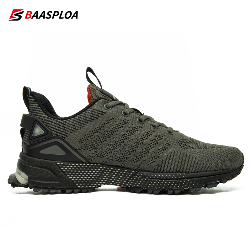 Baasploa Men's Running Shoes Knitted Mesh Breathable Training Shoe Lightweight Sneakers Non-Slip Tennis Walking Sport Shoe