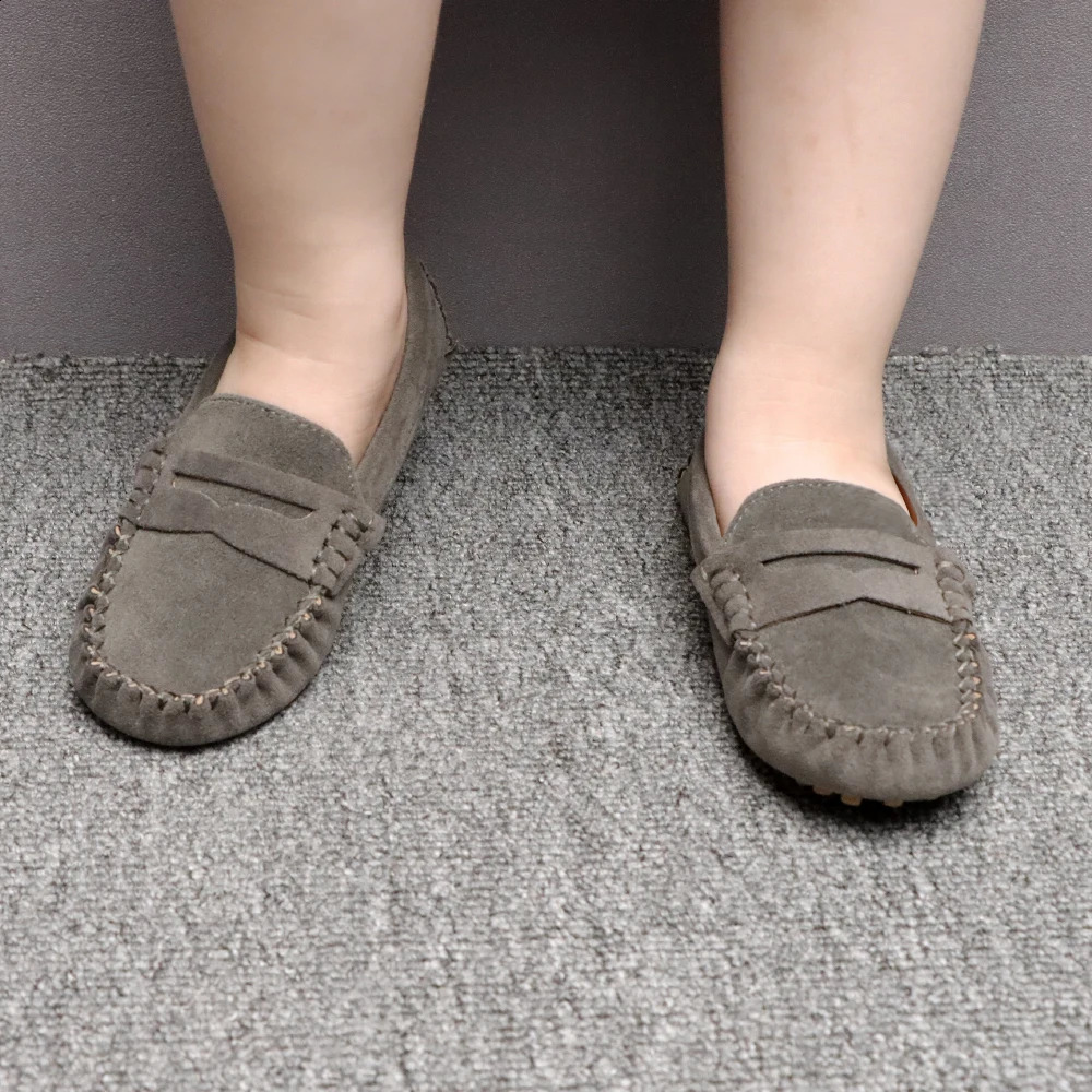 Childrens Flats Suede Leather Fashion Casual Shoes Autumn Solid Slip on Boys Shoes Kids Loafers Girls Dress Party Shoes 250617