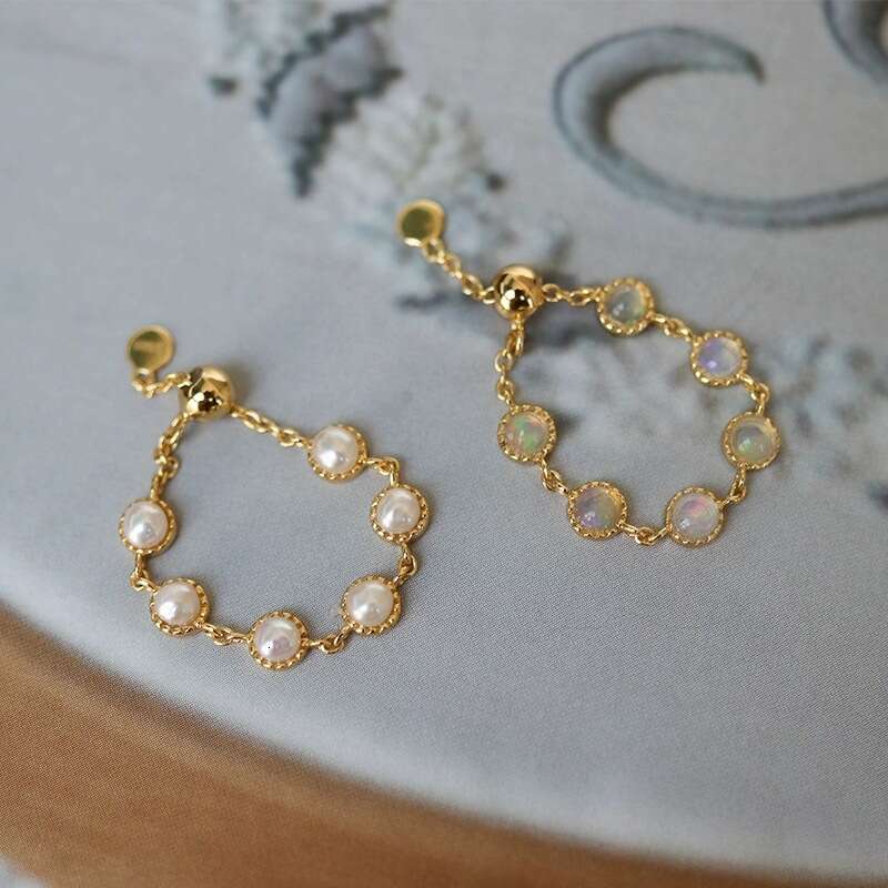 Light Luxury Australian High Imitation Opal Bead Soft Chain Jewelry Versatile High-end Adjustable Ring
