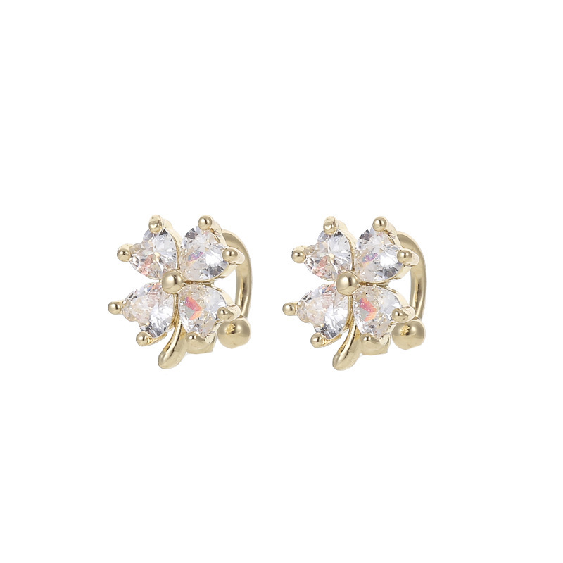 Cuff No Piercing Women Elegant Simple High-end Zircon Clover Ear Clip