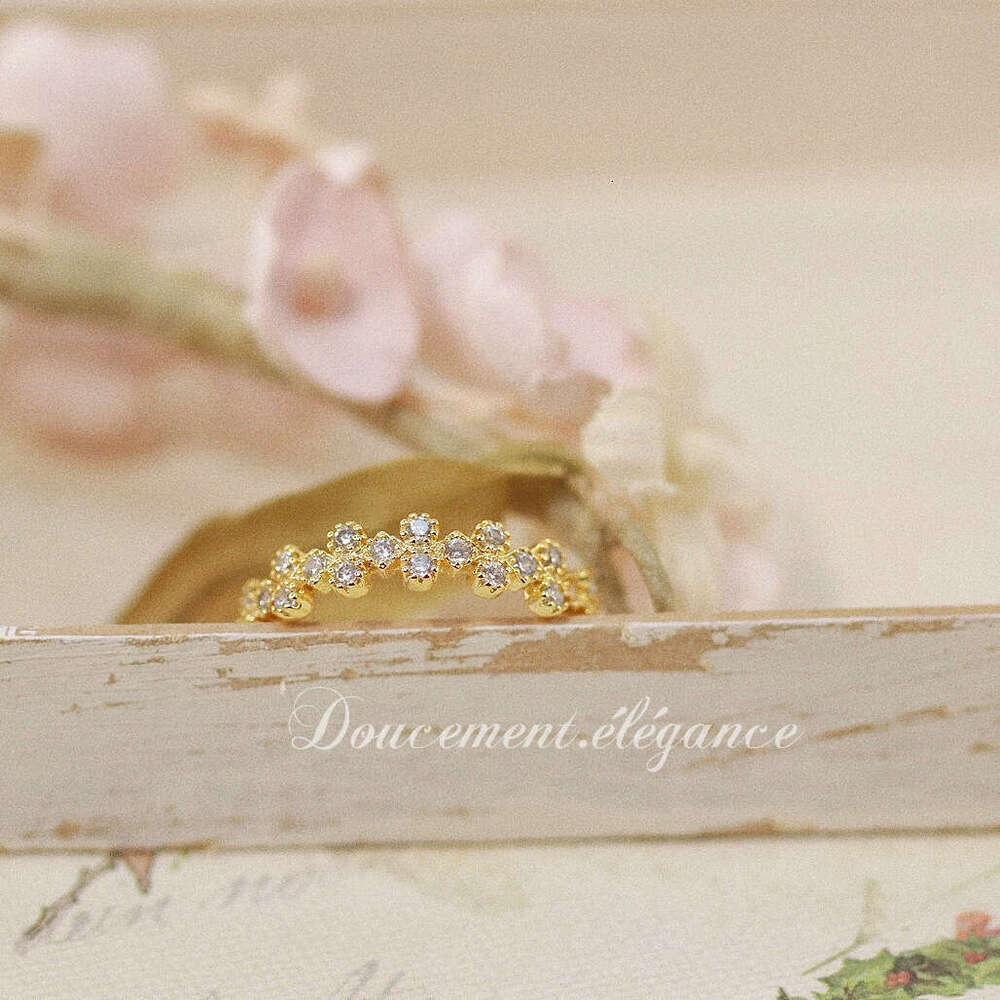 Same Style Exquisite Niche Scattered Small Flower Light Luxury Temperament Ins Women's Quality Jewelry Ring