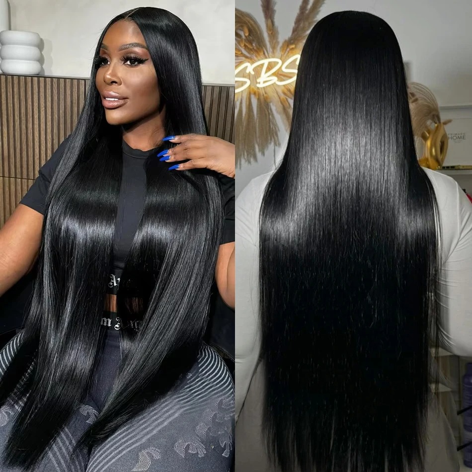 30 40 Inch 13x4 13x6 HD Transparent Bone Straight Lace Front Wigs 250 Density 360 Full Lace Brazilian Human Hair Wigs For Women Synthetic