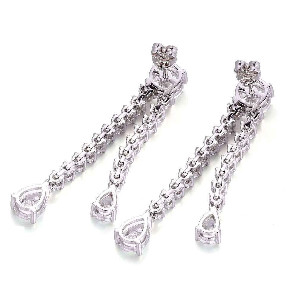 14k Pure Gold with IGI Certificate, Round Pear Cut VVS D Color Near War Laboratory White Drop Earrings