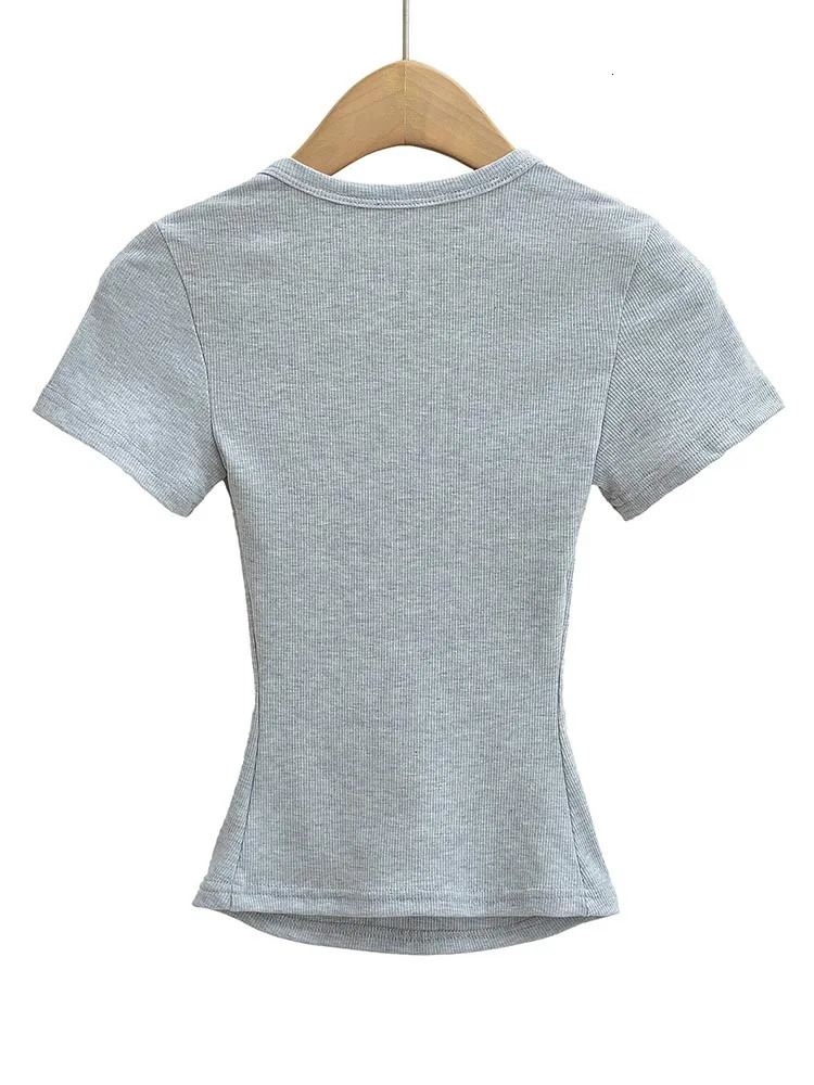 Summer square neck high elasticity crop top womens short sleeved sexy top slim fit pullover base shirt 250618
