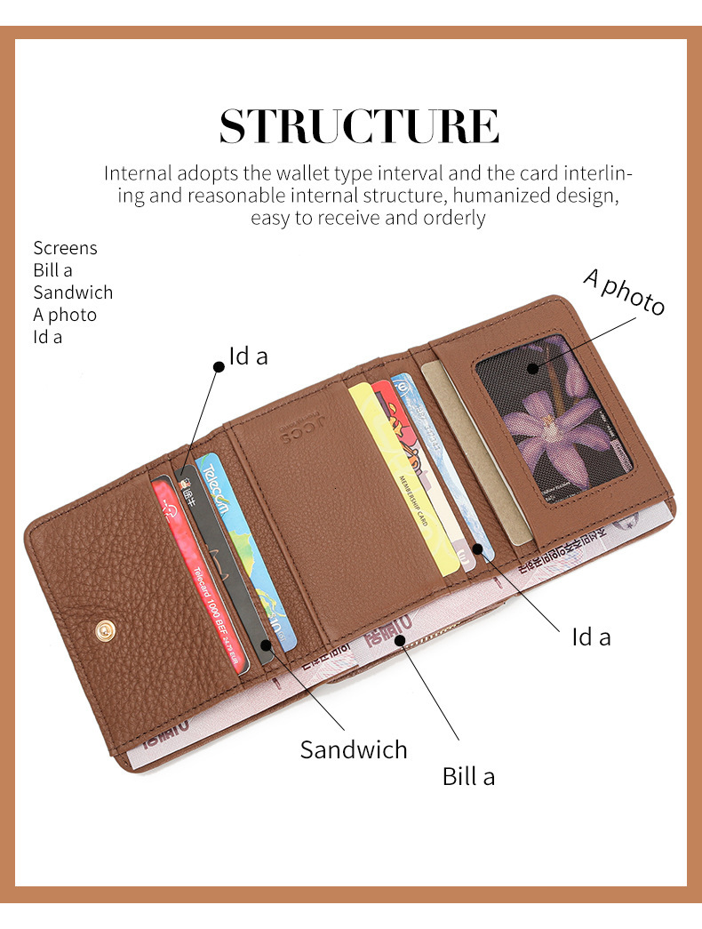Freeshipping New Designer Genuine Women's Leather Wallet Luxury Clutch Zipper Multi-card Slot Card Holder Large Capacity Japanese Style Short Sol