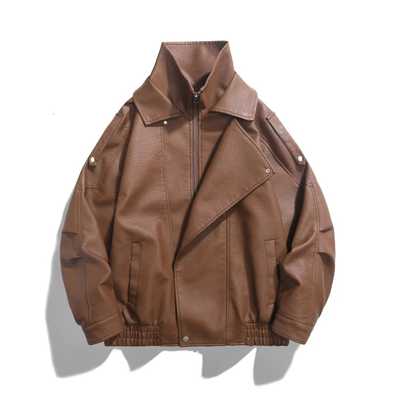 Windbreaker PU Leather Jacket Men Black Green Brown High Quality Fashion Jacket Spring Motorcycle Autumn Comfort Coats 250618